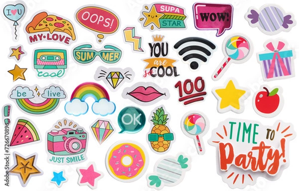 Fototapeta Trendy Party Stickers Group - Ready to use PNG Cutout Premium Isolated Image