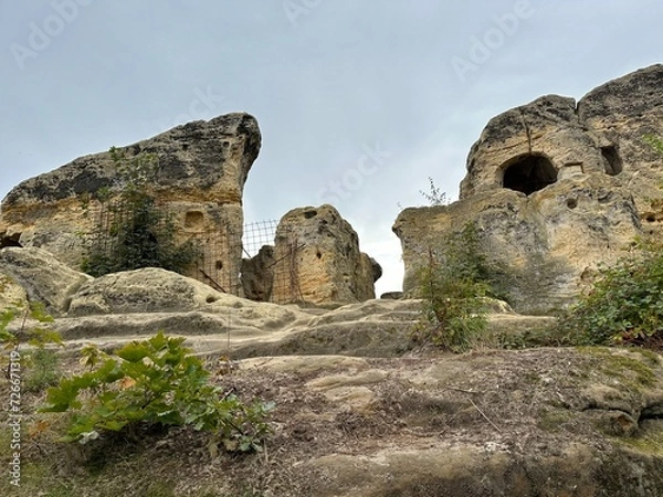 Obraz Wanderer an den Klusfelsen bei Halberstadt