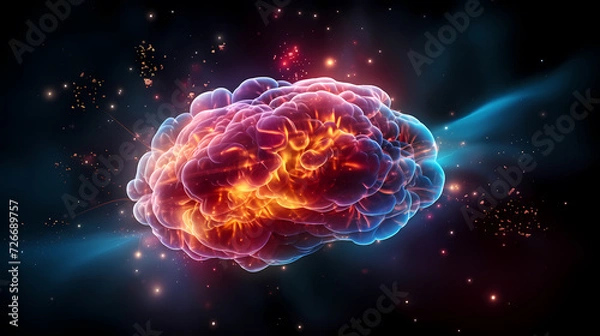 Fototapeta Creative human brain concept, creative light bulb background