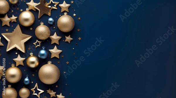Fototapeta Luxurious Christmas balls on glowing bokeh background, Christmas and New Year minimalistic background