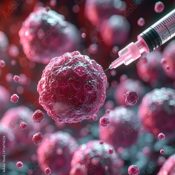 Obraz Macro Concept of targeted treatment of cancer cells