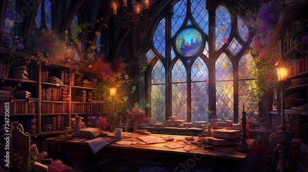 Obraz alchemist's cottage in a fantasy world, generative AI