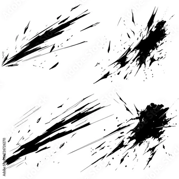 Obraz set of power blast comic action effect drawing lines isolate white background generated with AI	
