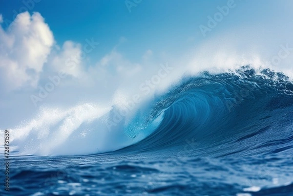Fototapeta Huge blue wave in the ocean