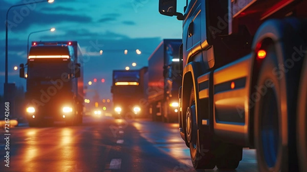 Fototapeta World of transportation and logistics, where highways and speedways serve as lifelines for the movement of goods and services. Generative ai.