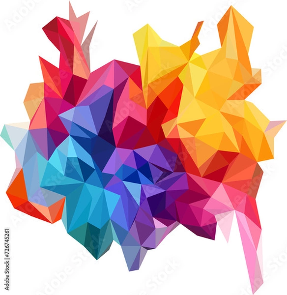Fototapeta Multi color paint splash isolated on white background polygon vector