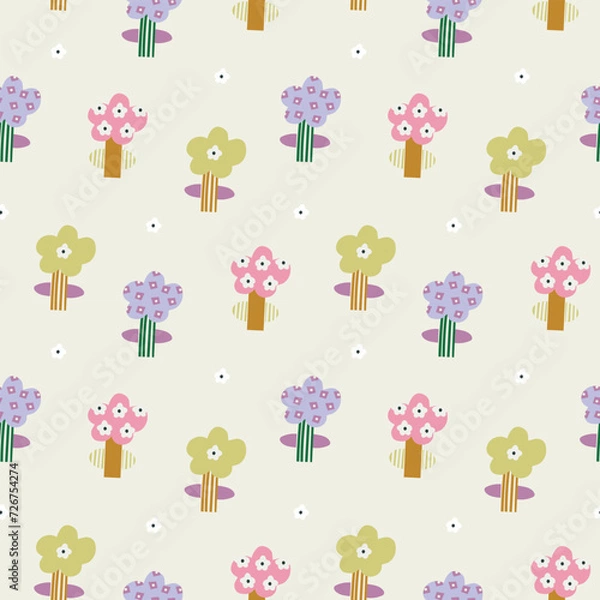 Fototapeta Сute pattern with flowers. Creative floral background. Great for fabric, textile.Vector Illustration