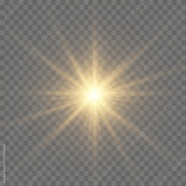 Fototapeta Bright Star. Transparent shining sun, bright flash. Sparks glitter special light effect. Sparkling magic dust particles. Vector sparkles.