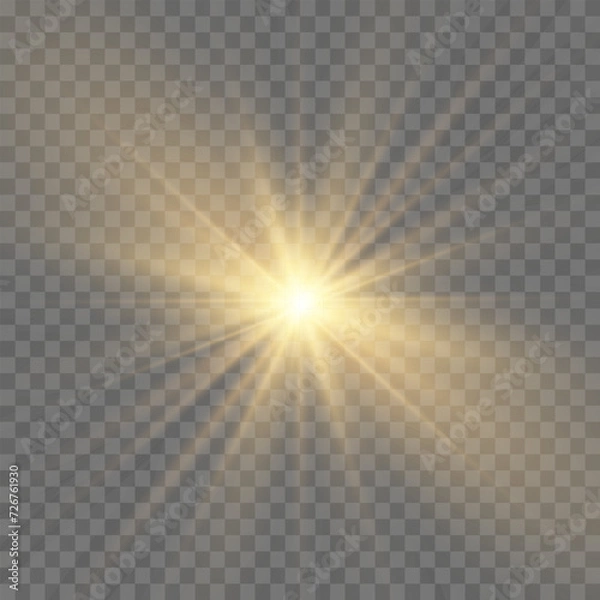 Fototapeta Bright Star. Transparent shining sun, bright flash. Sparks glitter special light effect. Sparkling magic dust particles. Vector sparkles.