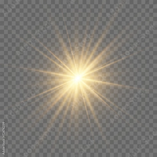 Fototapeta Bright Star. Transparent shining sun, bright flash. Sparks glitter special light effect. Sparkling magic dust particles. Vector sparkles.