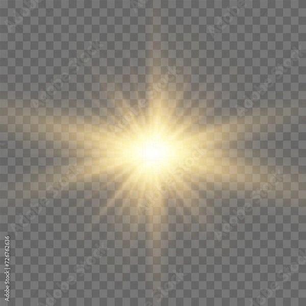 Fototapeta Bright Star. Transparent shining sun, bright flash. Sparks glitter special light effect. Sparkling magic dust particles. Vector sparkles.