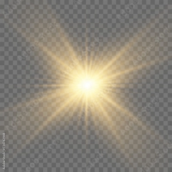 Fototapeta Bright Star. Transparent shining sun, bright flash. Sparks glitter special light effect. Sparkling magic dust particles. Vector sparkles.