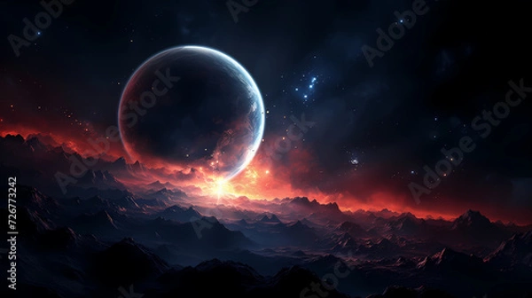 Fototapeta Space galaxy background, 3D illustration of nebulae in the universe