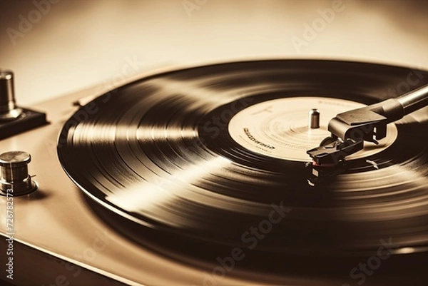 Fototapeta Record Player With a Record on a Turntable
