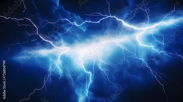 Fototapeta Lightning on the sky, gloomy ominous storm clouds background