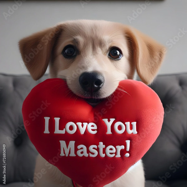 Obraz Valentine's Day, Puppy’s Valentine dog- AI Generated Illustration, Realistic