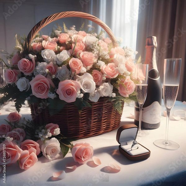 Obraz Valentine's Day, A Moment of Romance - AI Generated Illustration, Realistic