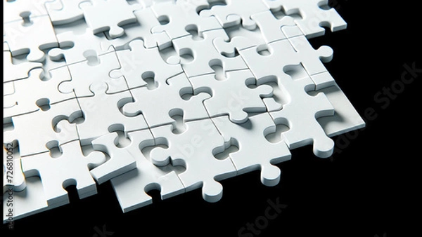 Fototapeta Completed White Puzzle on Smooth Surface