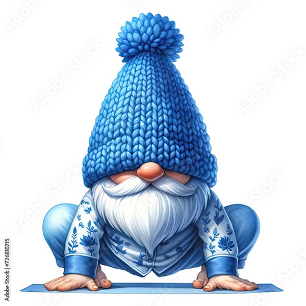 Fototapeta Pyjama Yoga Gnomes Clipart, Yoga Gnome in Pajamas, Colorful Pajama Gnome Doing Yoga