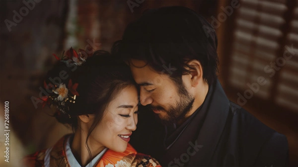 Fototapeta 侍の男女のイメージ - image of Samurai Couple - No1-22 Generative AI