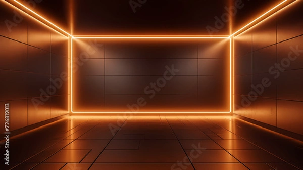 Fototapeta Empty room with neon space for design