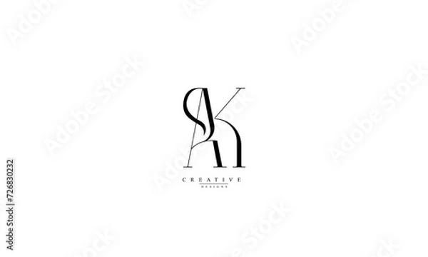 Obraz Alphabet letters Initials Monogram logo AK KA A K