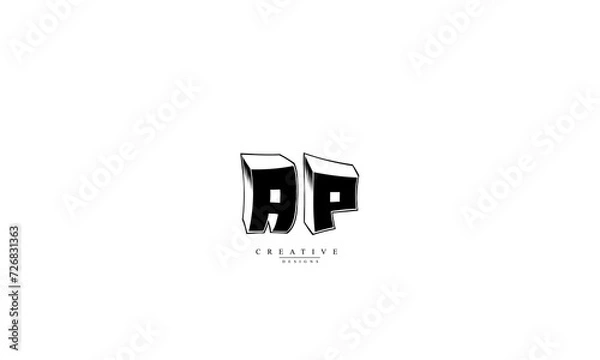 Fototapeta Alphabet letters Initials Monogram logo AP PA A P
