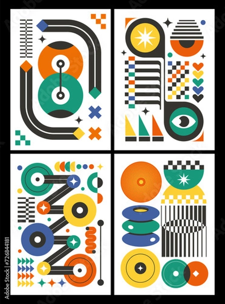 Obraz Bauhaus Geometric Poster Design Abstract Shape Wall Art