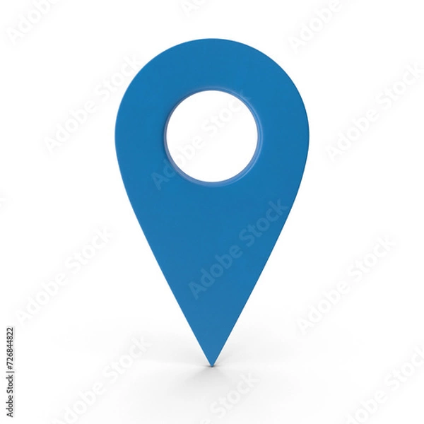 Obraz 3D Blue Map PNG Pointer, Location Map Icon, Blue Texture, Blue location pin or navigation, Web location point, pointer, Grey Pointer Icon, Location symbol. GPS, travel, navigation, 