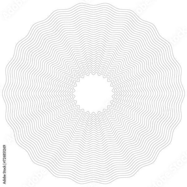 Fototapeta zigzag art lines. geometric circular element with wavy, abstract circular element, zigzag circle line pattern