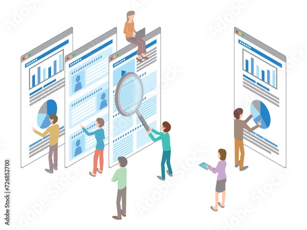 Obraz WEBサイトを解析している人たちのイラスト