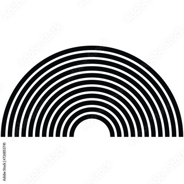 Fototapeta rainbow shape icon, semi-circle shape art line for decoration, halftone of geometric element