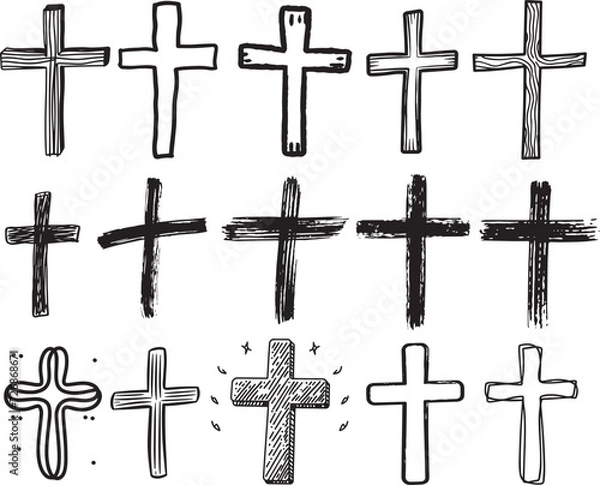 Fototapeta Religious CROSS BUNDLE, Jesus Cross, Hand Drawn Cross , Christian ,Cross , Religious , Cross ClipArt, Crosses, Catholic Cross, Silhouette Cross, Faith Cross