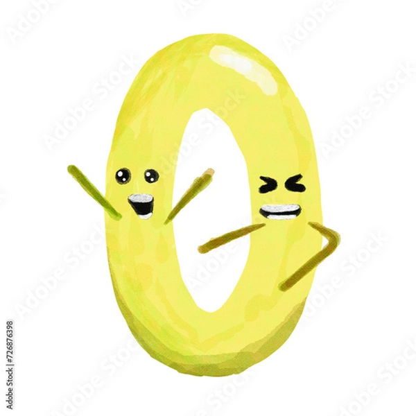 Fototapeta Number zero watercolor illustration