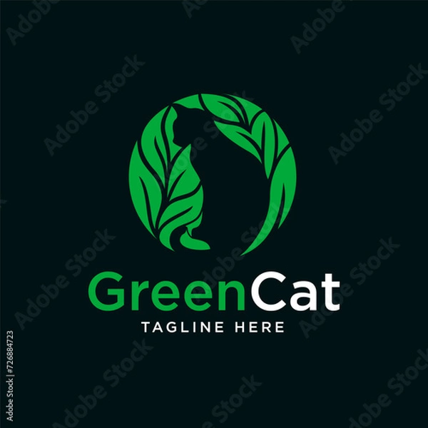 Fototapeta GREEN CAT LOGO DESIGNS VECTOR ILLUSTRATIONS