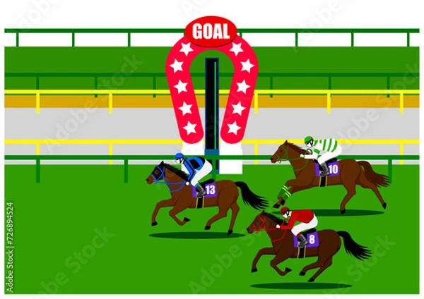 Obraz 競馬のレースでゴールする