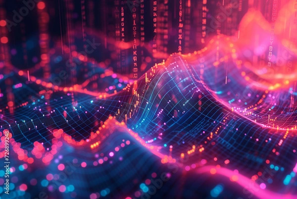 Obraz abstract background with glowing wave curve