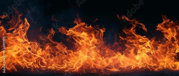 Fototapeta fire flames on a black background