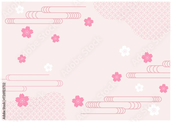 Fototapeta 桜が美しい春の和風フレーム背景30