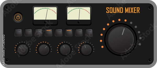 Fototapeta Vector illustration of a sound mixer control panel