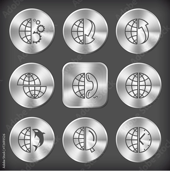 Fototapeta globe and gears, and array down, and array up, shift globe, and
