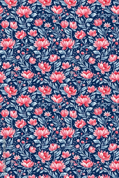 Fototapeta Floral Illustration Texture. Seamless Repeatable Background.