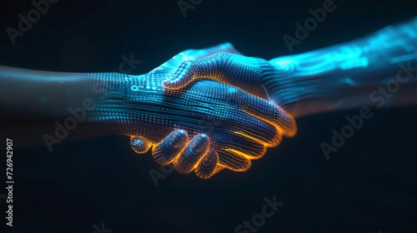 Obraz  handshake of the person hand with an hologram hand