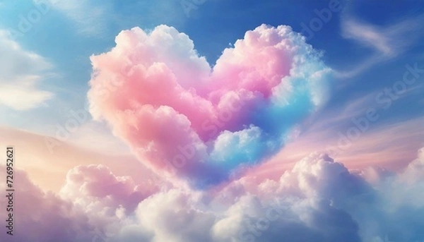 Fototapeta Beautiful heart-shaped cloud in the sky. Love and Valentine's Day