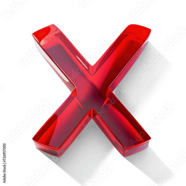Obraz A glossy red X symbol hovering in a three-dimensional space