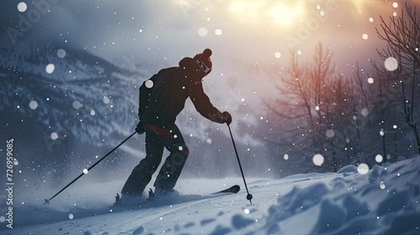 Fototapeta A Man Skiing