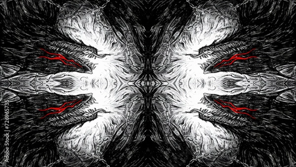 Fototapeta black and white background with red and white stripes