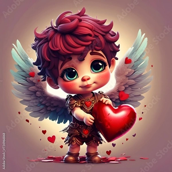 Obraz Cute little boy cupid standing 