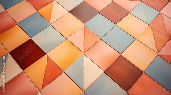 Obraz 현대적 감각의 색채, 기하학 타일 패턴