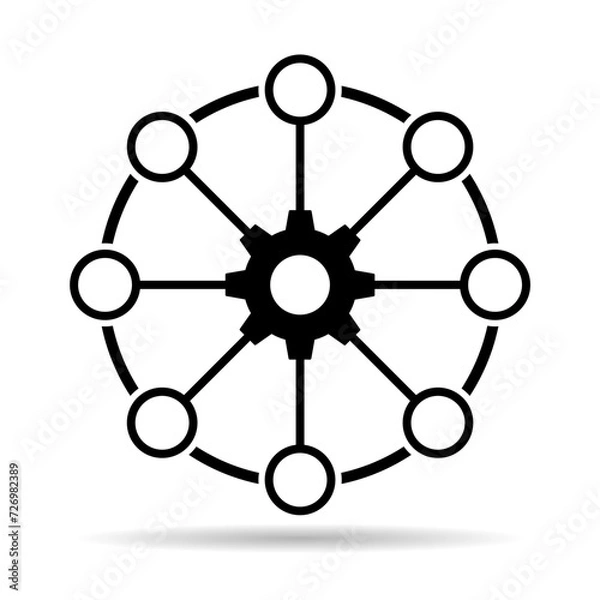 Fototapeta Multichannel digital design shadow icon, omnichannel flat web symbol, internet vector illustration